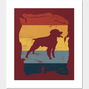 Brittany Spaniel Distressed Vintage Retro Silhouette Posters and Art